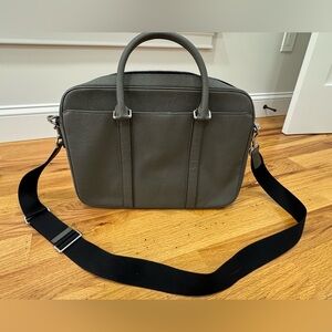 COACH Pebbled Leather Grey Briefcase Metropolitan Crossbody Laptop Workbag